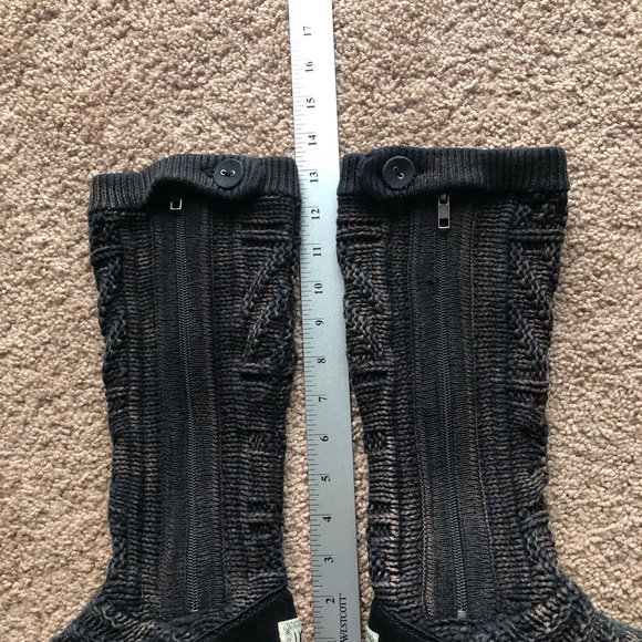 UGG Knit Boots Patchwork Tall Black Bleached Full Zip Sock Boot 1001020 Women 5 - Picture 11 of 13